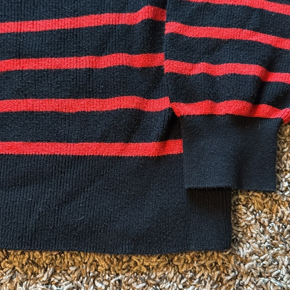 Who What‎ Wear Black and Red Knit Top with Gold Button Accent - Picture 6 of 10